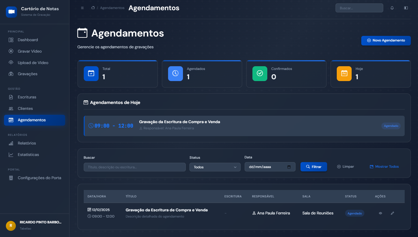 Screenshot de Agendamentos