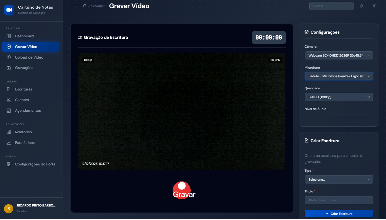 Screenshot da Gravação